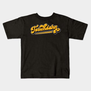 Touchdahn Funny Pittsburgh Football Steel City 412 Italics Kids T-Shirt